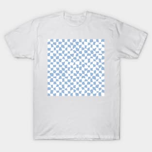 Warped Checkerboard, White and Blue T-Shirt
